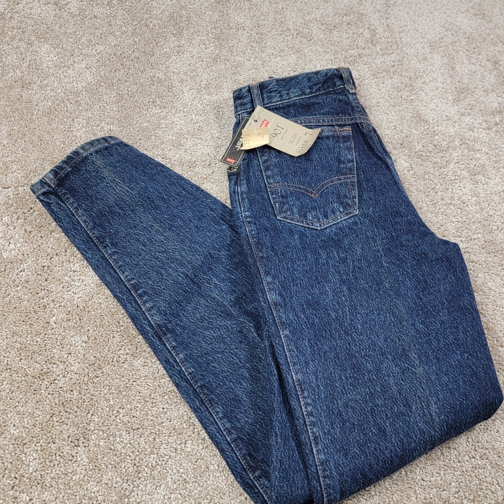 NWT Levi Strauss 901 Slim Medium Jeans Dark Wash Size 7 Women's Made In USA Vtg
